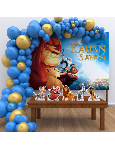 Kit Decoração de Aniversário Personalizado O Rei Leão (Ouro)