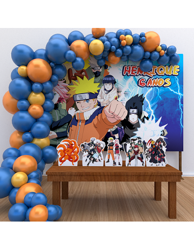 Kit Decoração de Aniversário Personalizado Naruto (Ouro)