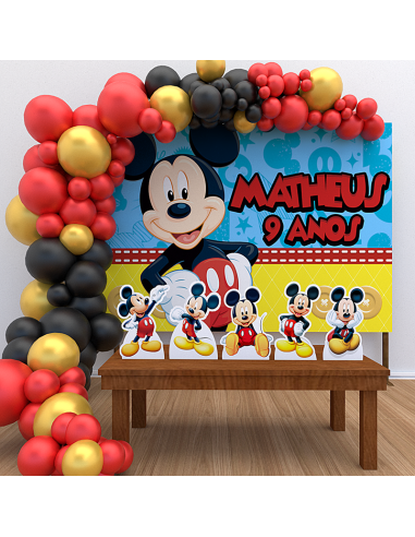 Kit Decoração de Aniversário Personalizado Mickey Mouse (Ouro)