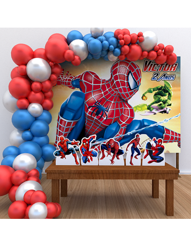 Kit Decoração de Aniversário Personalizado Homem Aranha (Ouro)