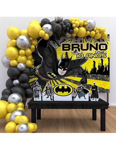 Kit Decoração de Aniversário Personalizado Batman (Ouro)