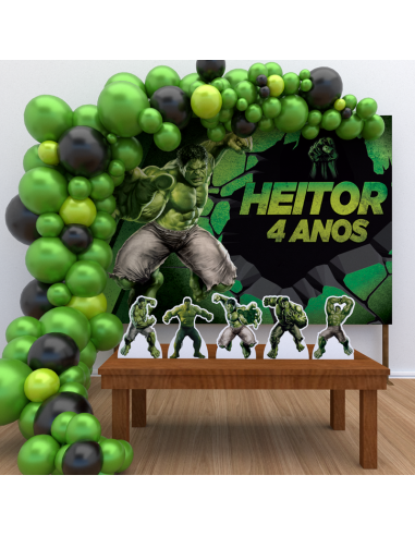 Kit Decoração de Aniversário Personalizado Hulk (Ouro)
