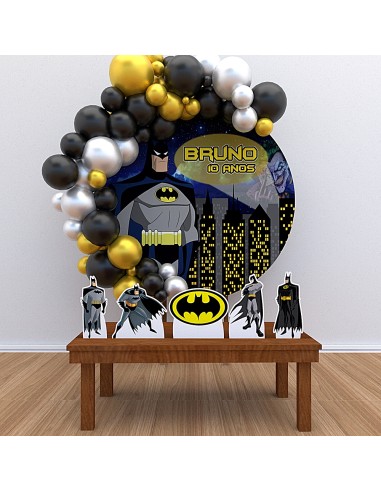 Kit Decoração Painel Redondo + Displays Personalizado Batman
