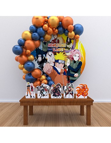 Kit Decoração Painel Redondo + Displays Personalizado Naruto