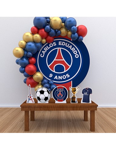 Kit Decoração Painel Redondo + Displays Personalizado Paris Saint-Germain PSG