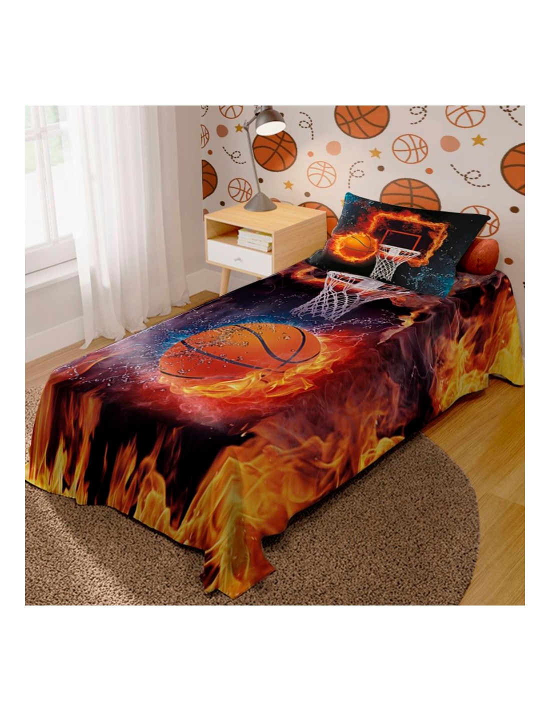 Conjunto de 2 fronhas de basquete em fogo e água 30,5 x 45,7 cm com zíper  protetor de cama capa de almofada para sofá, quarto, carro, decoração de  casa
