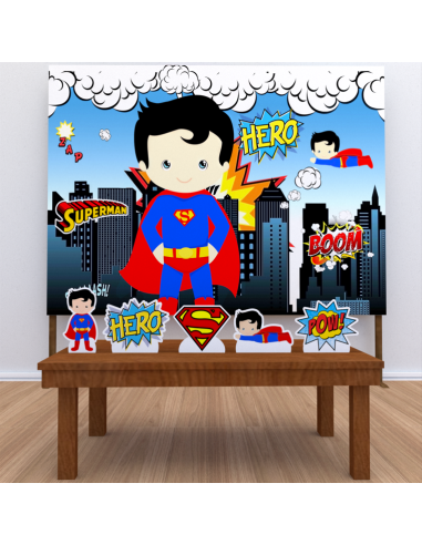 Kit Decoração Festa Superman Cute (Prata)