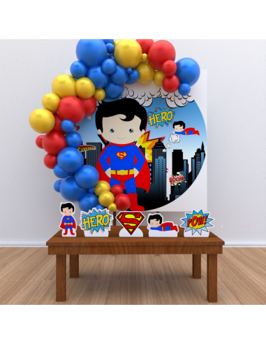 Kit Decoração Festa Redondo Superman Cute